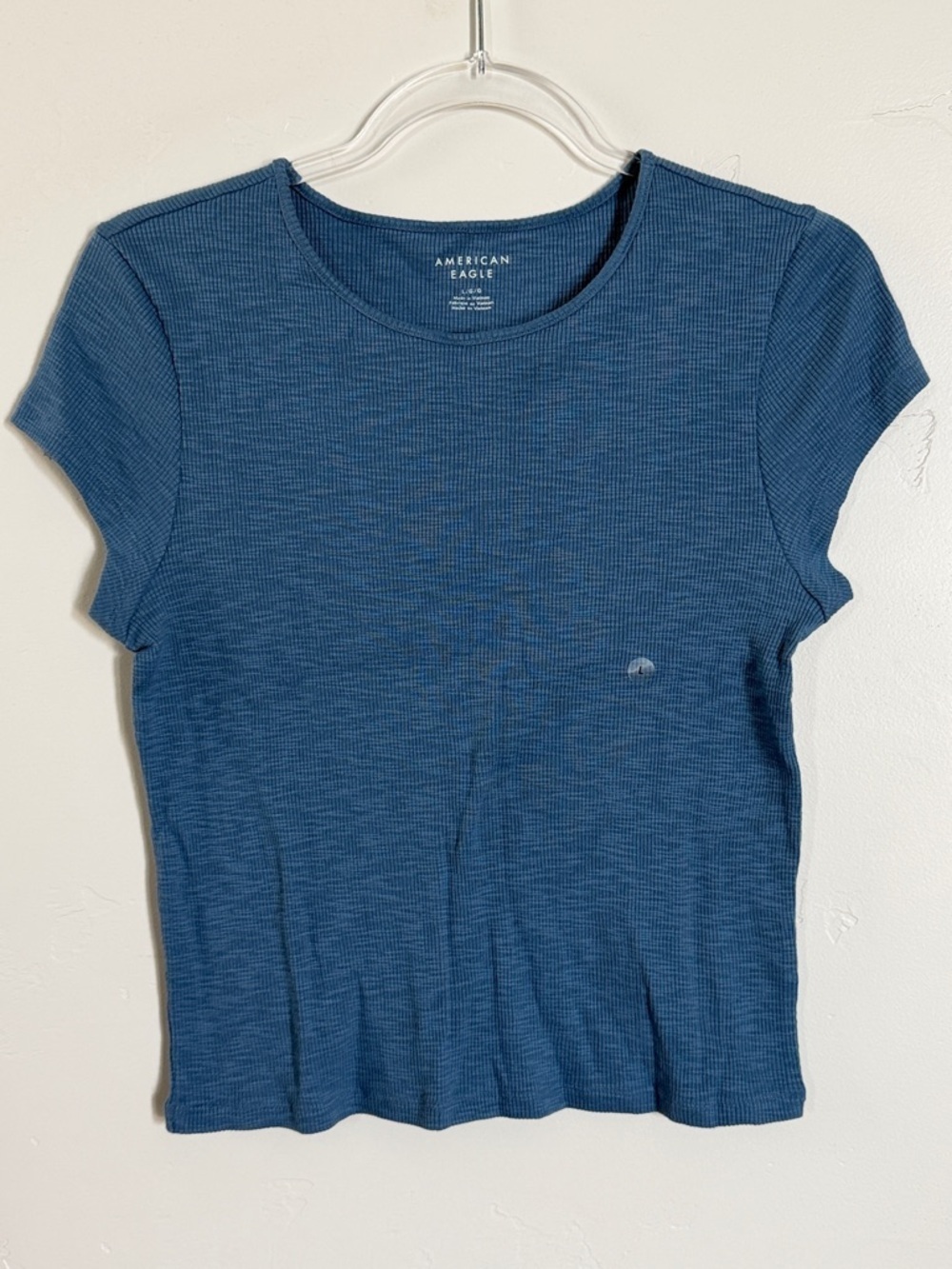 American Eagle Outfitters Blue Ribbed Short Sleeve Tee
